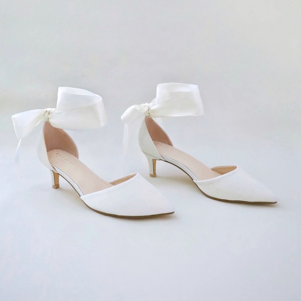 NWT Ivory Satin Kitten Heels